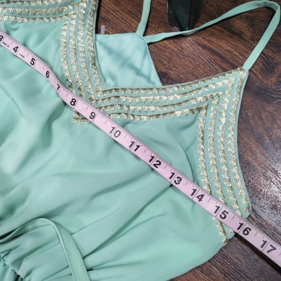 Marine Blu Whimsy Wedding Bridesmaid Maxi Dress Sage Green Women's Size Small - Picture 5 of 10